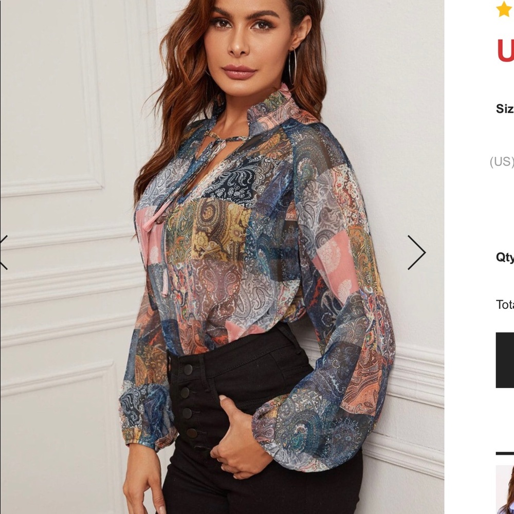 Sheer colorful boho blouse